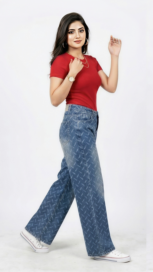 Seoul-Curated: Geometric Wide-Leg Denim