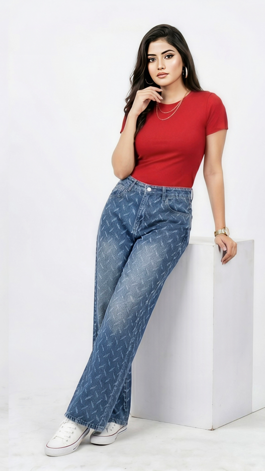 Seoul-Curated: Geometric Wide-Leg Denim