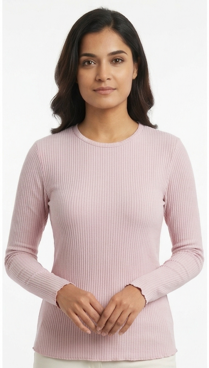 Women's Fine Rib-Knit Long-Sleeve Pullover