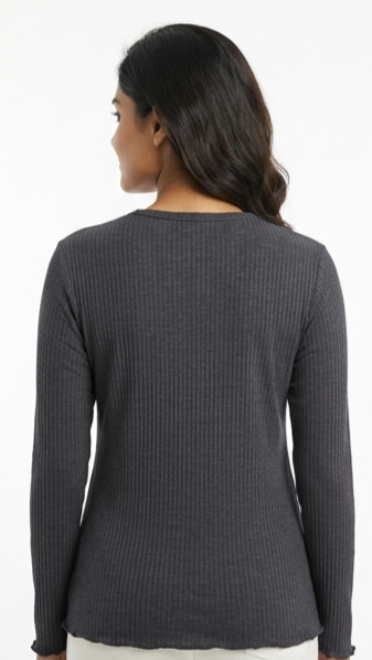 Women's Fine Rib-Knit Long-Sleeve Pullover
