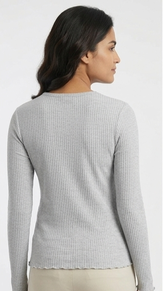 Women's Fine Rib-Knit Long-Sleeve Pullover