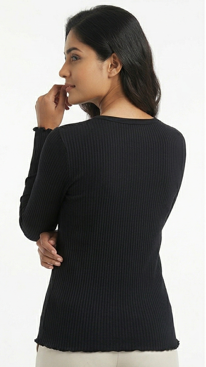 Women's Fine Rib-Knit Long-Sleeve Pullover